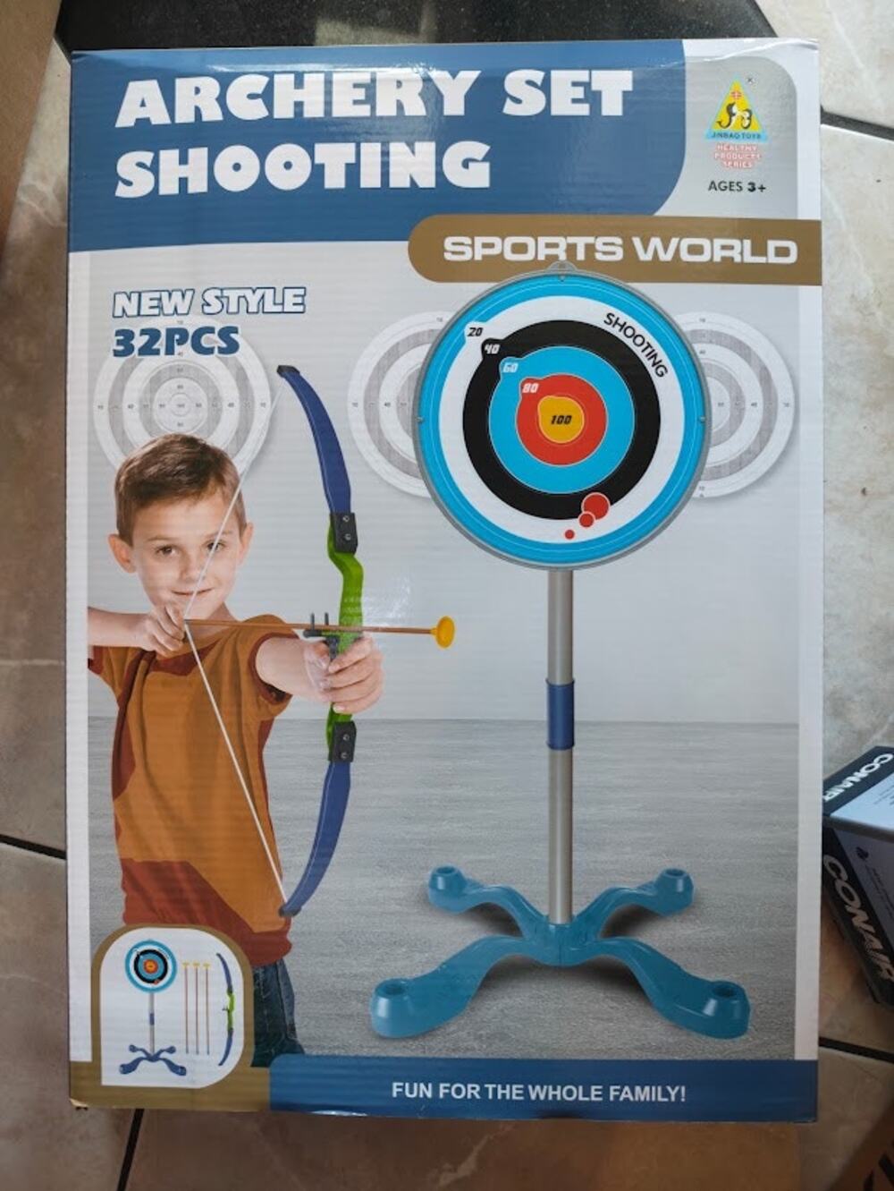 Kids 32-Piece Archery Set with Bow, Arrows & Standing Target – Ages 8+ – NEW
